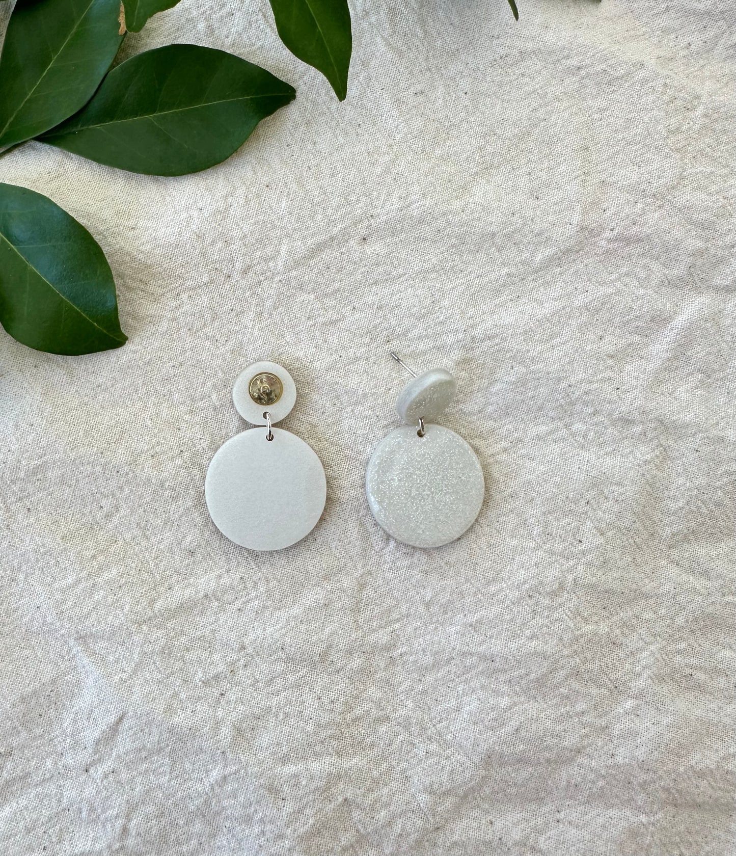 Jelly in White- Small dangle drop earring.