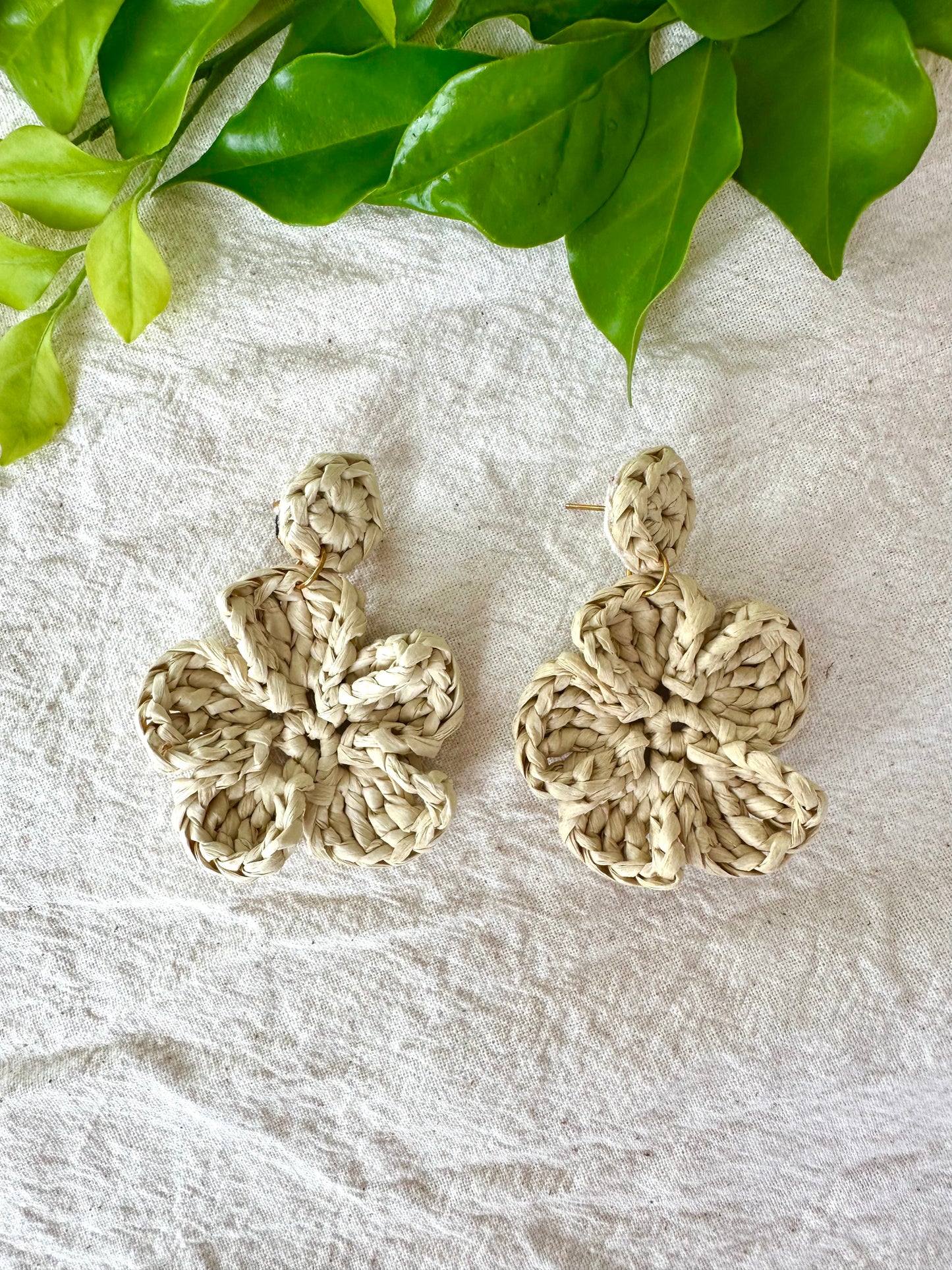 Desert Rose - Hand crochet earring.