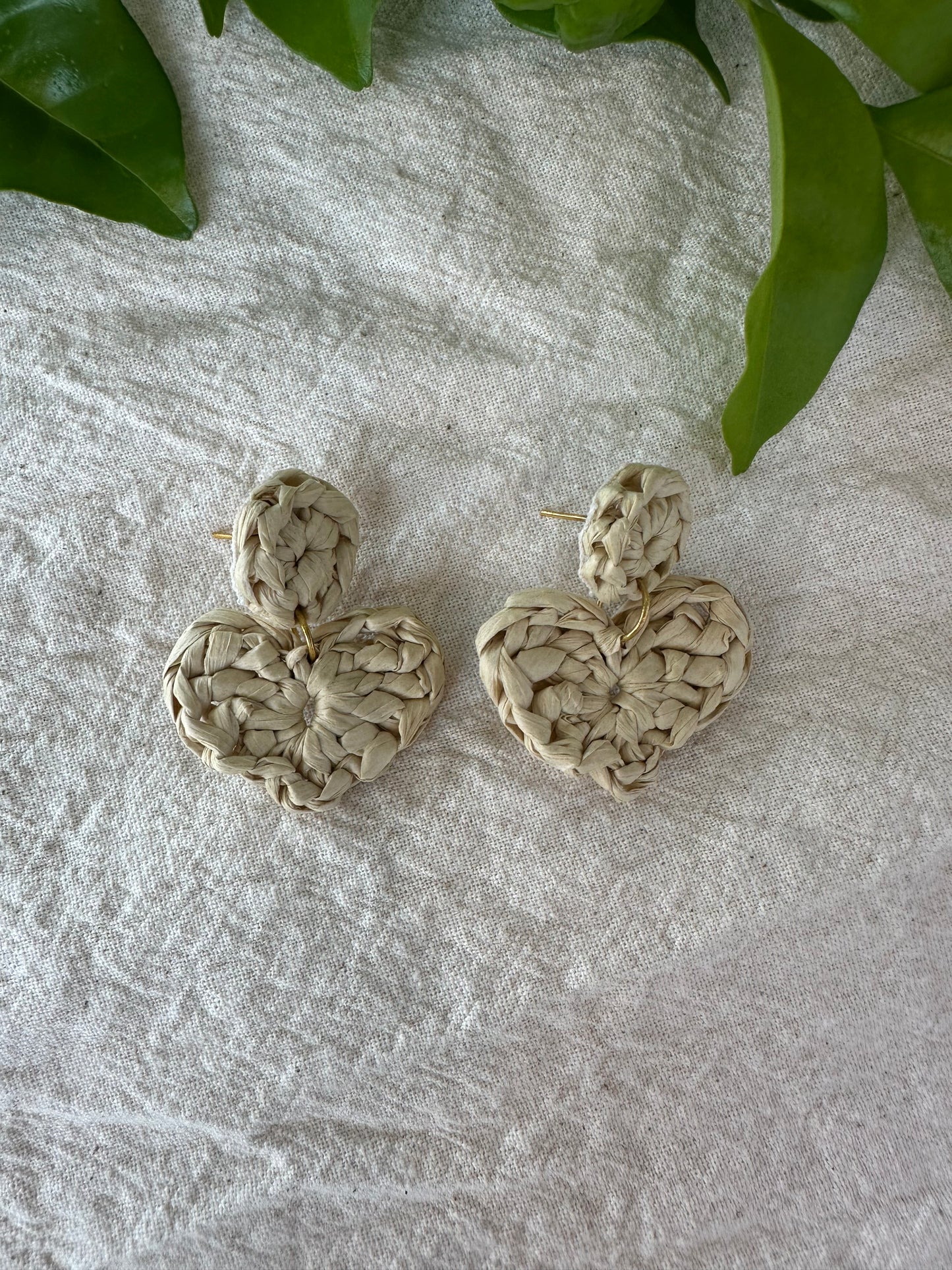 Hearty Heart - Hand crochet small dangle earring.